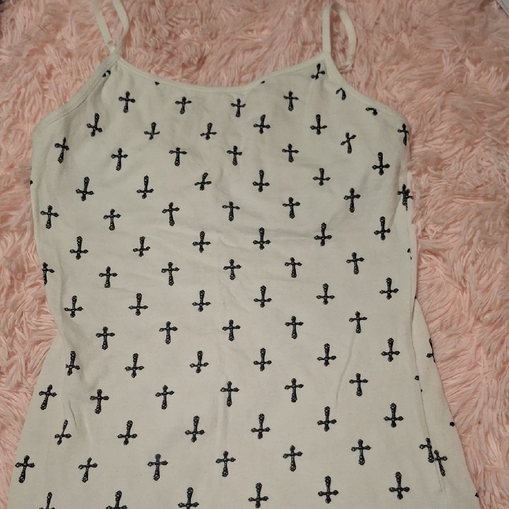 Women's Cream and Black Patterned Top